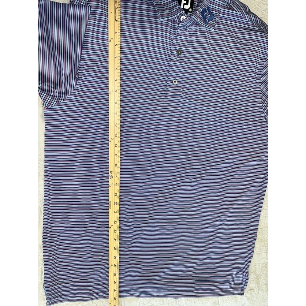 FJ FootJoy Men's Golf Polo Shirt Collared, Blue/Pink, Polyester, Size L - Picture 5 of 6